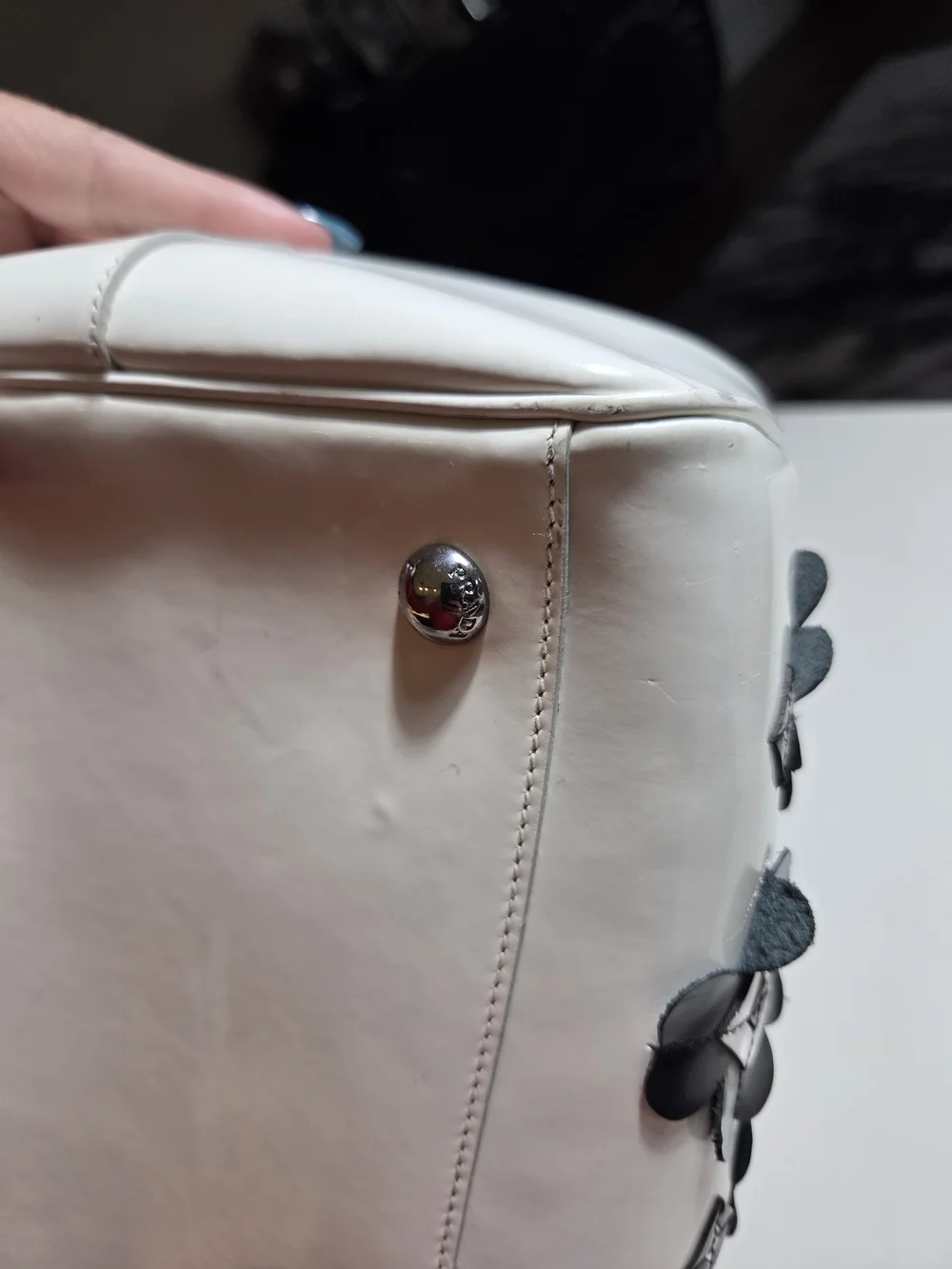 Prada White "Doctor Bag" with Black Floral Appliqués - Fall 2012 - Picture 11 of 16